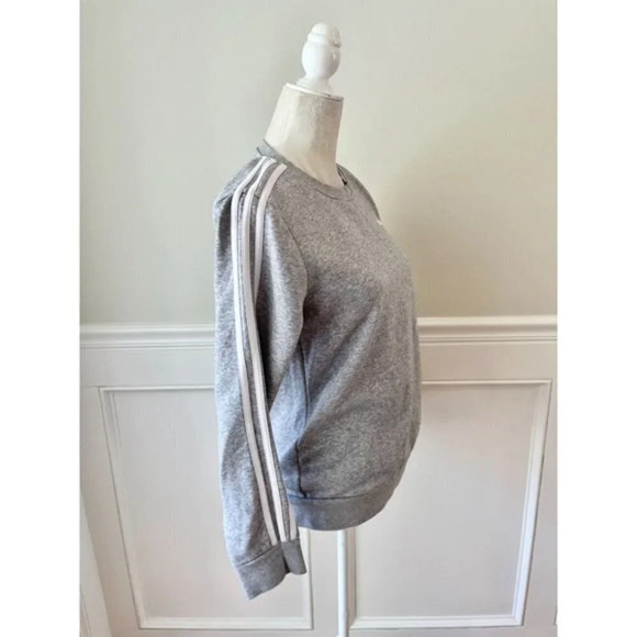 Adidas Essentials 3 Stripe Sweatshirt Gray M - Picture 3 of 5